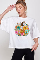 CTS-E3118 Floral Pumpkin Graphic Relaxed Crop Top $11