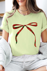 US3001P-E3211 Red Bow Christmas Graphic Plus Tee $16