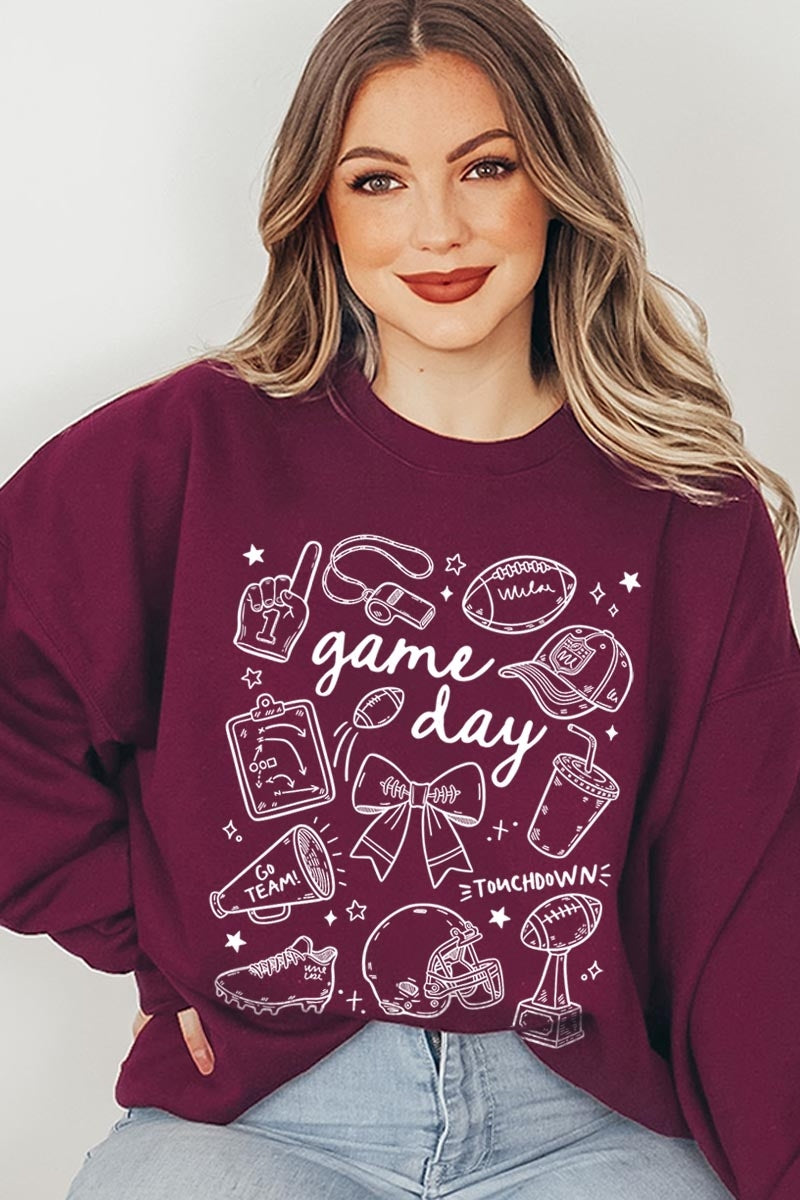 UL180P-E3081 Football Doodles Graphic Plus Sweatshirt $25