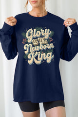 UL240-E3220 Glory to the Newborn King Graphic Long Sleeve Tee $13.75