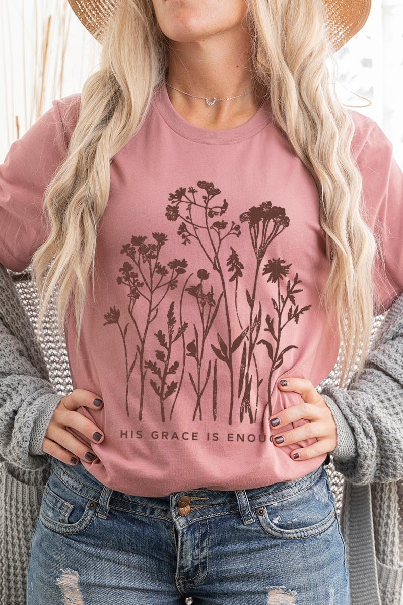 US3001-E3146 Christian Wildflower Graphic Tee $12.5