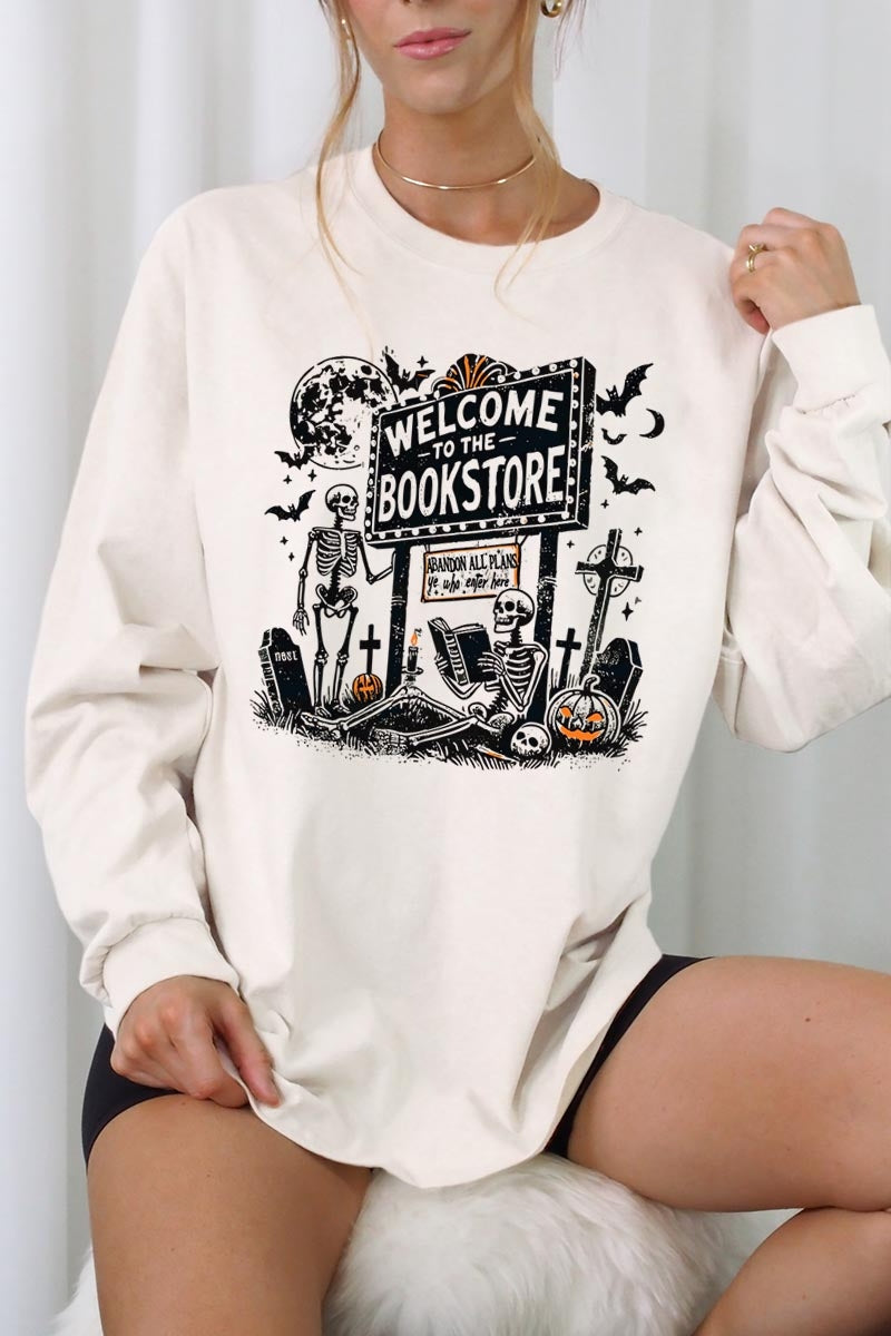 UL240-E3122 Bookstore Halloween Graphic Long Sleeve Tee $13.75