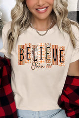 US3001-E3167 Believe Fall Christian Graphic Tee $12.5