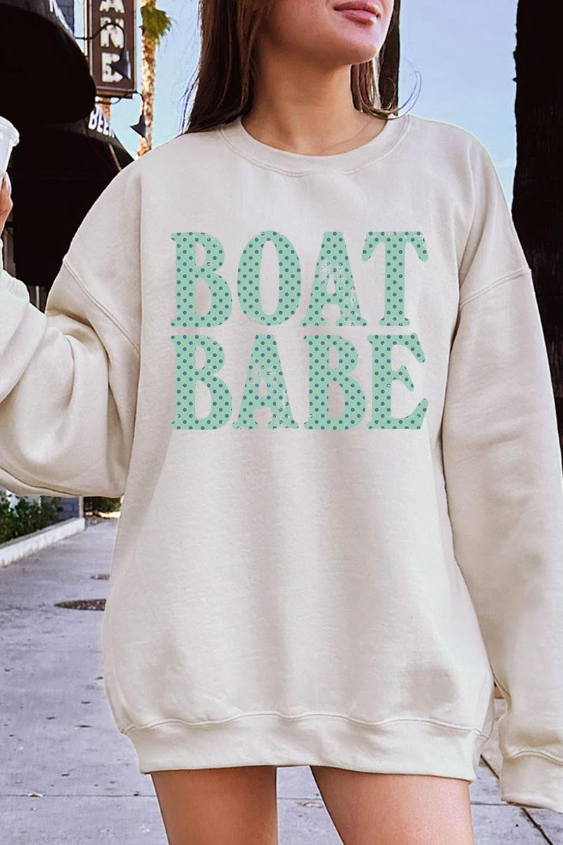 UL180-E3466 Boat Babe Dot Graphic Sweatshirt $20
