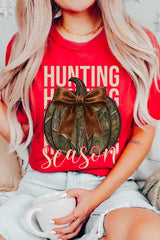 US3001-E3190 Hunting Pumpkin Bow Graphic Tee $12.5