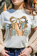 US3001P-E3154 Give Thanks Bow Graphic Plus Tee $16