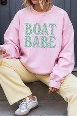 UL180-E3466 Boat Babe Dot Graphic Sweatshirt $20
