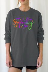 UL240P-E3109 Spooky Halloween Graphic Plus Long Sleeve Tee $17