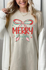 5000-E3197 Merry Christmas Bow Graphic Heavy Cotton Tee $9