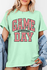 5000-E3126 Red Gingham Game Day Graphic Heavy Cotton Tee $9