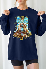 UL240P-E3184 Turquoise Christmas Tree Graphic Plus Long Sleeve Tee $17