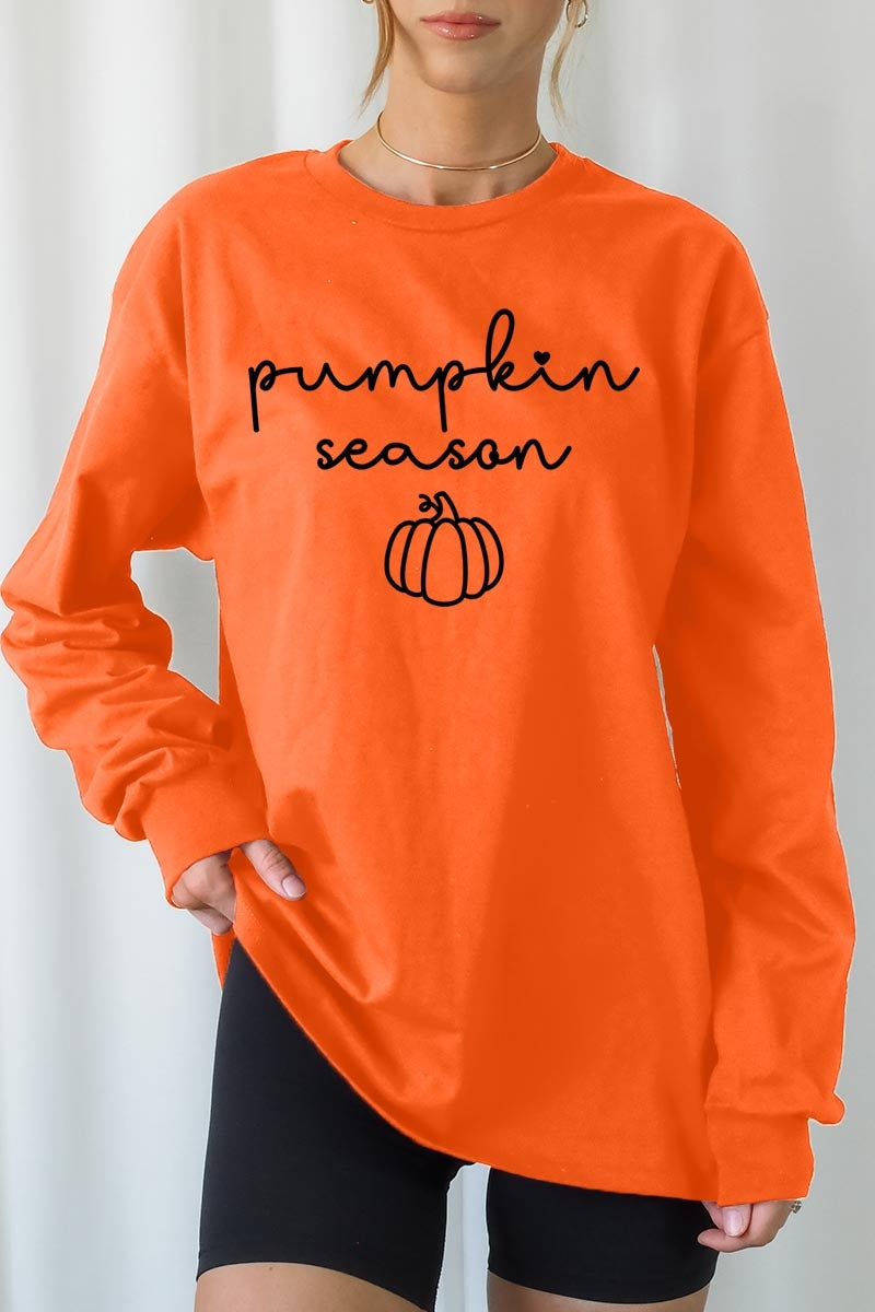 UL240P-E3152 Pumpkin Season Graphic Plus Long Sleeve Tee $17