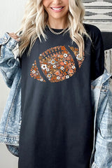 5000P-E3133 Floral Football Graphic Plus Heavy Cotton Tee $12.75