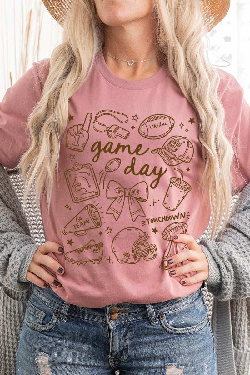 US3001-E3081 Football Doodles Graphic Tee $12.5