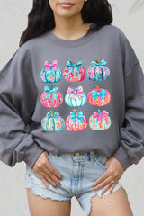 UL180P-E3137 Coquette Pumpkin Graphic Plus Sweatshirt $25