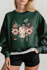 UL180-E3113 Western Skull Floral Graphic Sweatshirt $20