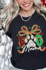US3001-E3194 Dog Mama Christmas Paw Graphic Tee $12.5