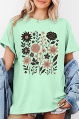 5000P-E3178 Fall Floral Garden Graphic Plus Heavy Cotton Tee $12.75