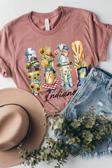 US3001-E3061IN Indiana State Brushstroke Graphic Tee $12.5