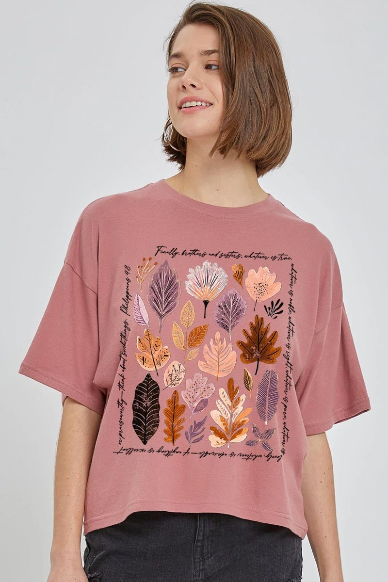 CTS-E3147 Christian Fall Graphic Relaxed Crop Top $11
