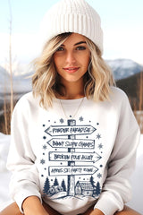 UL180-E3189 Ski Lodge Signs Graphic Sweatshirt $20