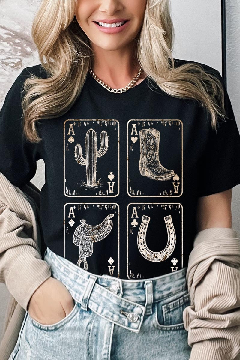 US3001P-E3094 Western Cowgirl Card Graphic Plus Tee $16