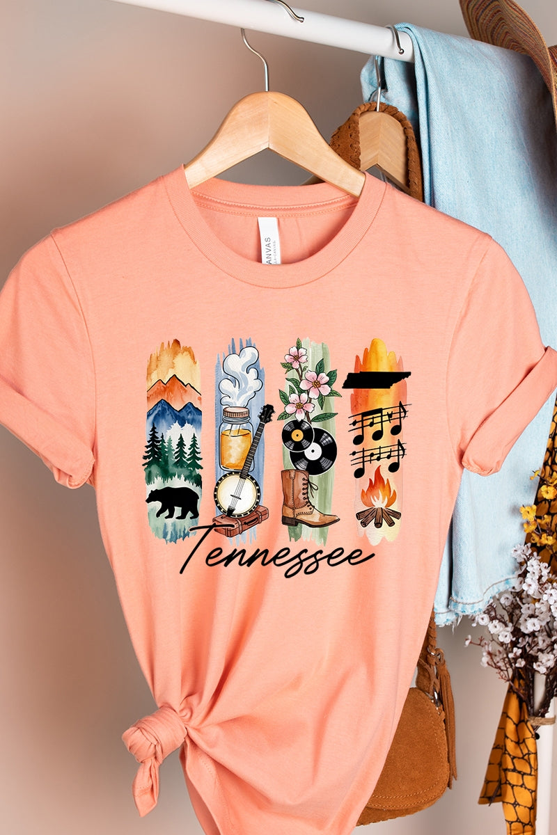 US3001-E3061TN Tennessee State Brushstroke Graphic Tee $12.5
