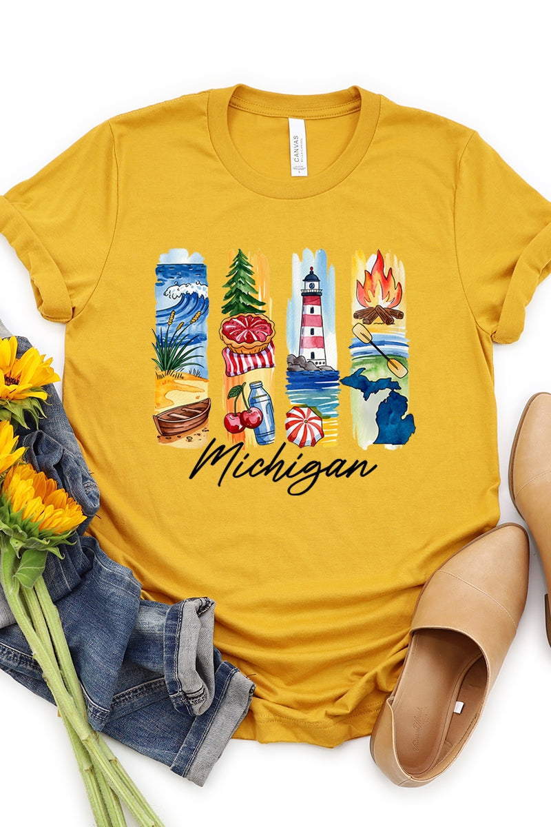 US3001-E3061MI Michigan State Brushstroke Graphic Tee $12.5