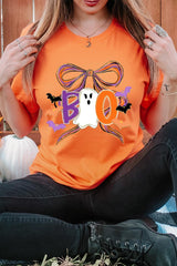 US3001P-E3120 Boo Brushstroke Bow Graphic Plus Tee $16
