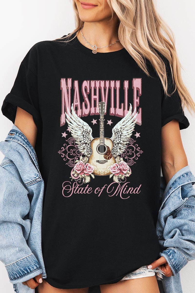 5000-E3157 Nashville Rose Graphic Heavy Cotton Tee $9