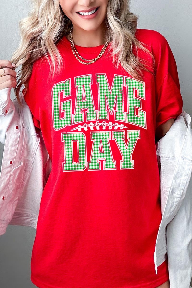 5000P-E3128 Green Gingham Game Day Plus Heavy Cotton Tee $12.75