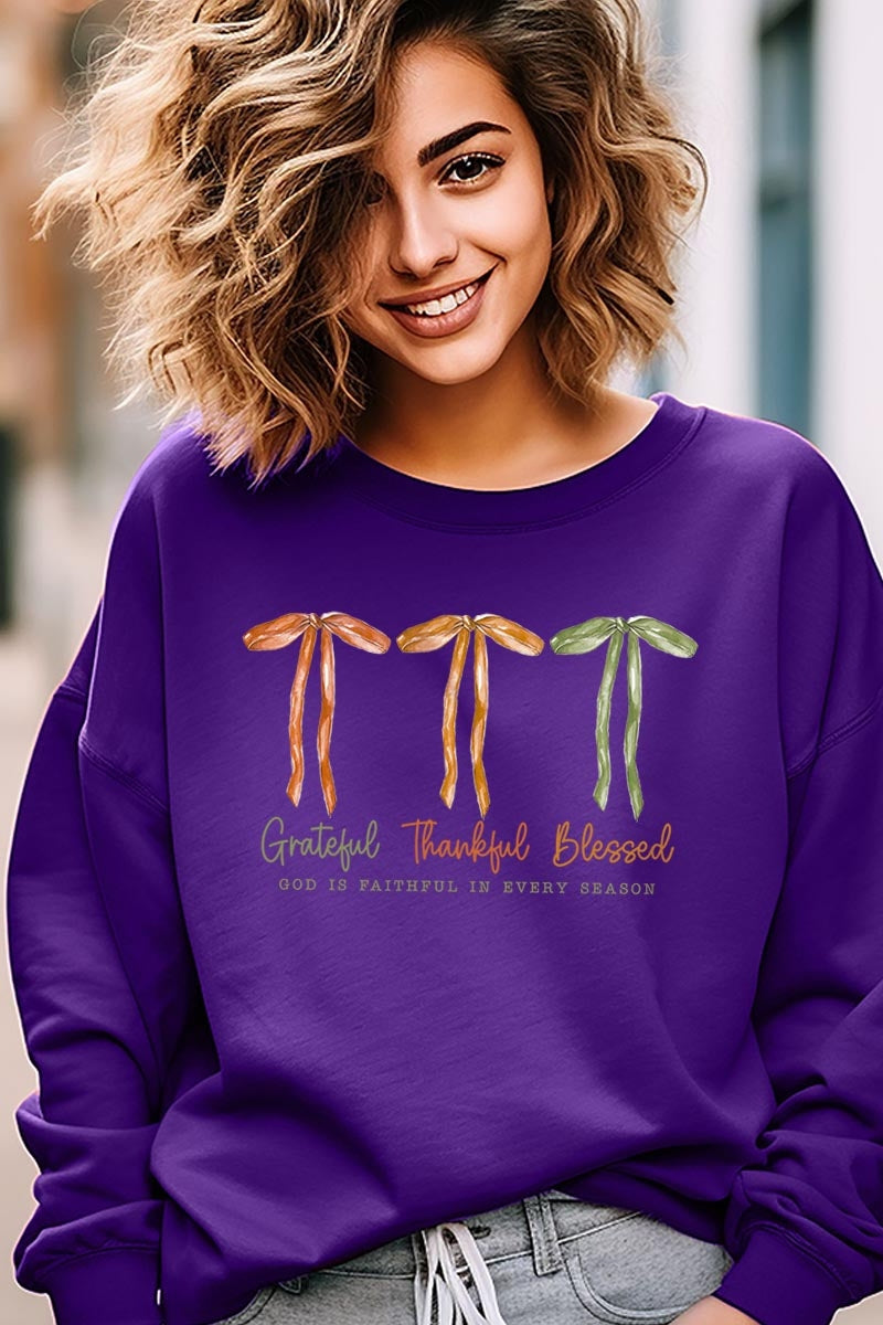 UL180-E3111 Grateful Thankful Blessed Graphic Sweatshirt $20
