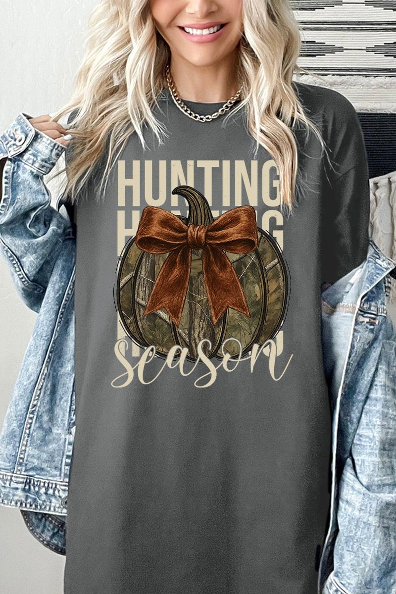 5000-E3190 Hunting Pumpkin Bow Graphic Heavy Cotton Tee $9