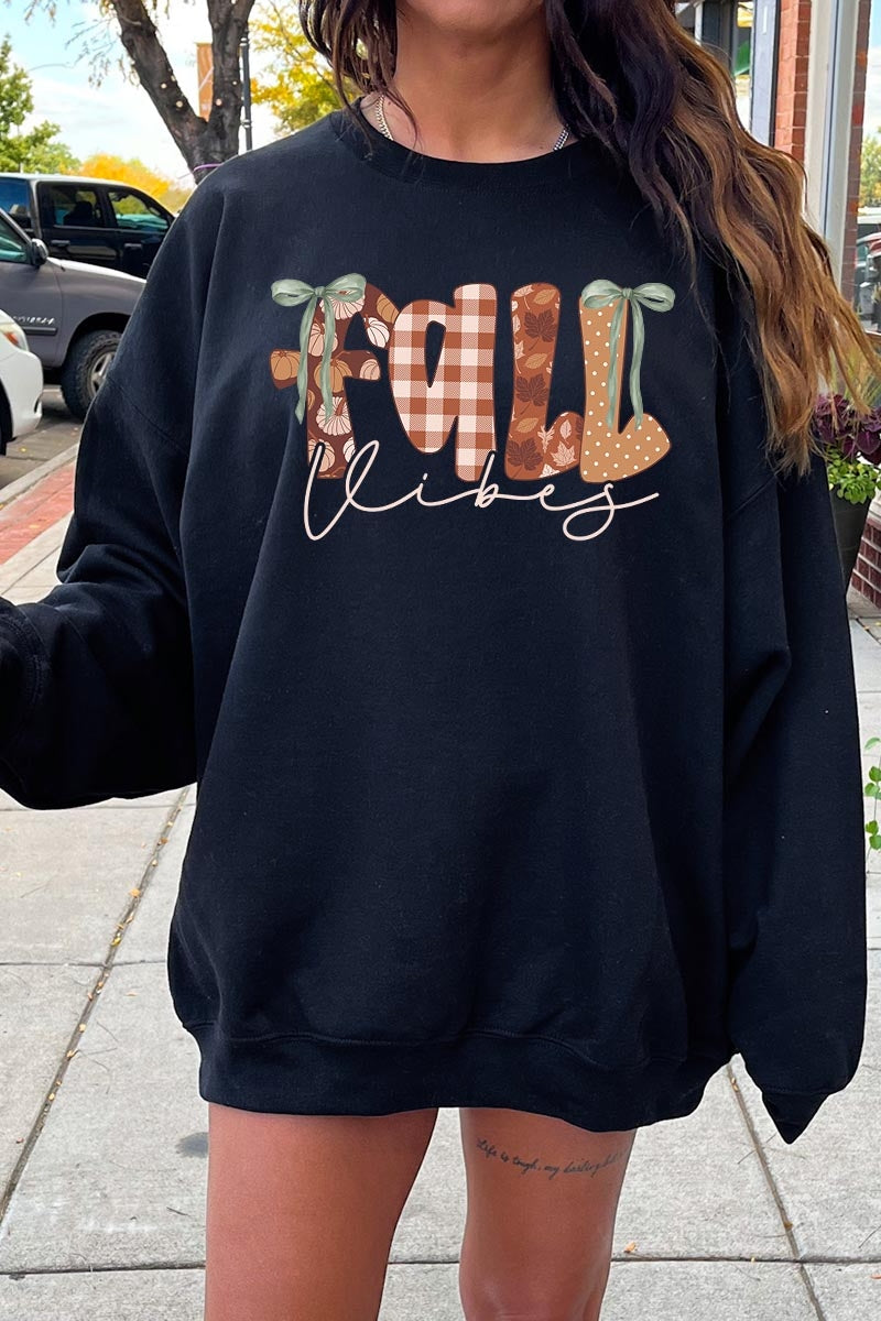 UL180P-E3071 Fall Vibes Rustic Script Graphic Plus Sweatshirt $25