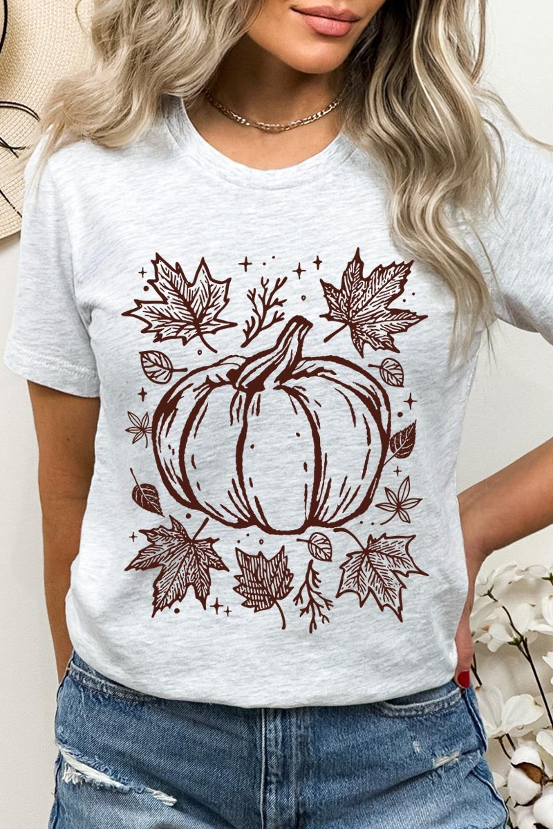 US3001P-E3162 Fall Pumpkin Graphic Plus Tee $16