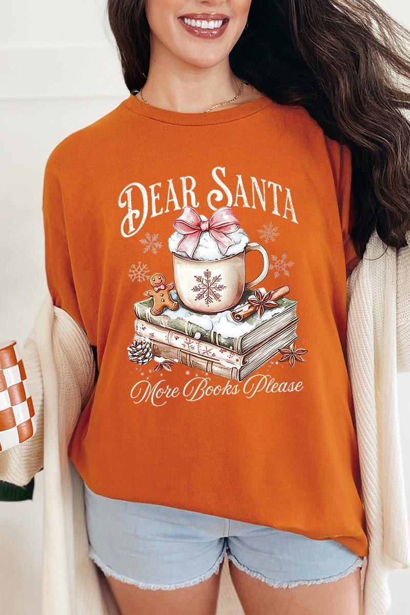 5000-E3205 Dear Santa Books Graphic Heavy Cotton Tee $9