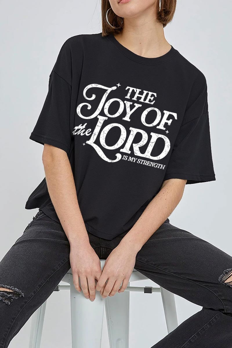 CTS-E3179 Joy of the Lord Graphic Relaxed Crop Top $11