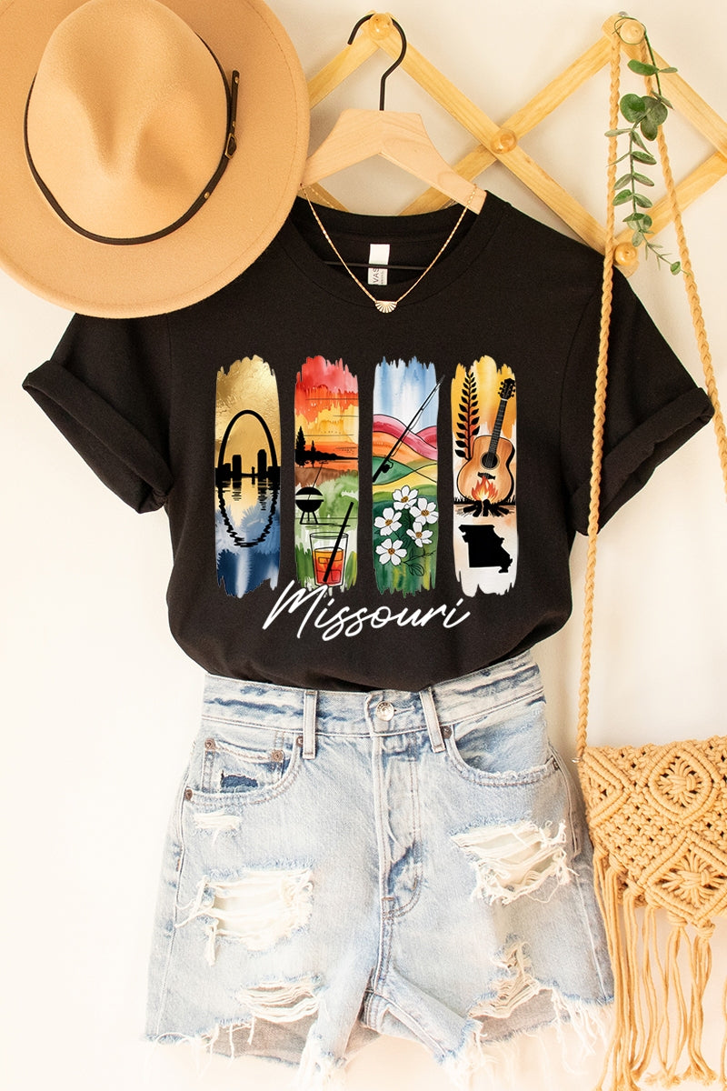US3001-E3061MO Missouri State Brushstroke Graphic Tee $12.5