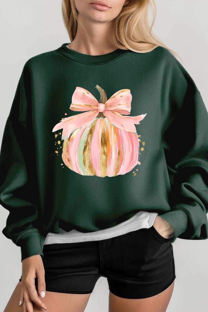 UL180P-E3083 Brushstroke Pumpkin Graphic Plus Sweatshirt $25