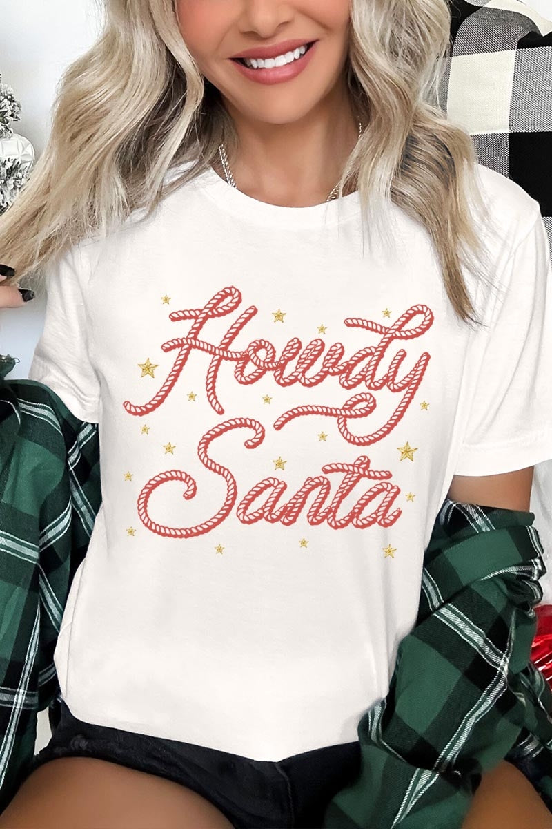 US3001P-E3199 Howdy Santa Graphic Plus Tee $16
