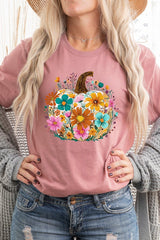 US3001P-E3118 Floral Pumpkin Graphic Plus Tee $16