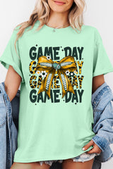 5000-E3090 Yellow Football Game Day Bow Heavy Cotton Tee $9