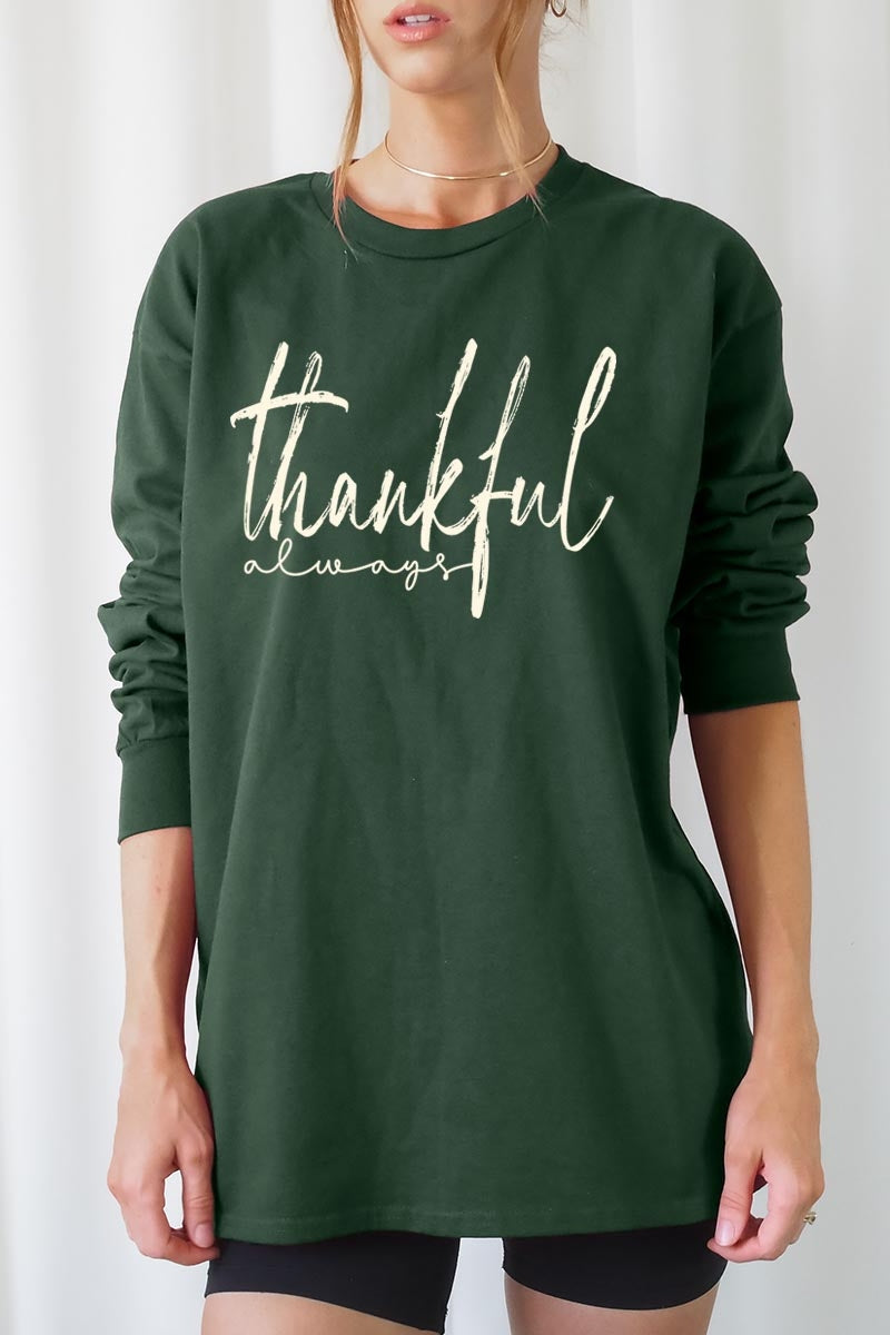 UL240P-E3170 Thankful Graphic Plus Long Sleeve Tee $17