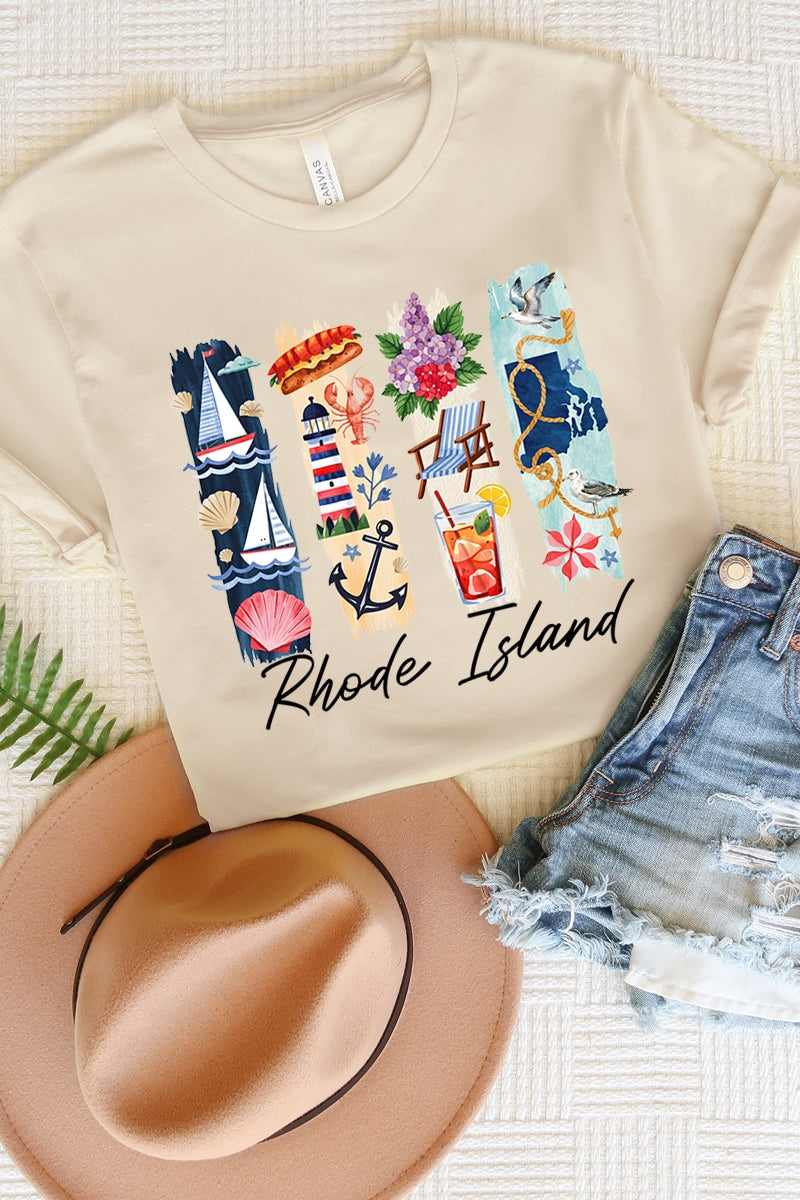 US3001P-E3061RI Rhode Island State Brushstroke Graphic Plus Tee $16
