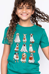 US3001Y-E3106Z Halloween Ghost Dog Kids Graphic Tee $11
