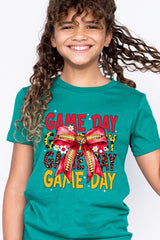 US3001Y-E3091Z Red Yellow Football Game Day Bow Kids Graphic Tee $11