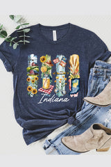 US3001-E3061IN Indiana State Brushstroke Graphic Tee $12.5