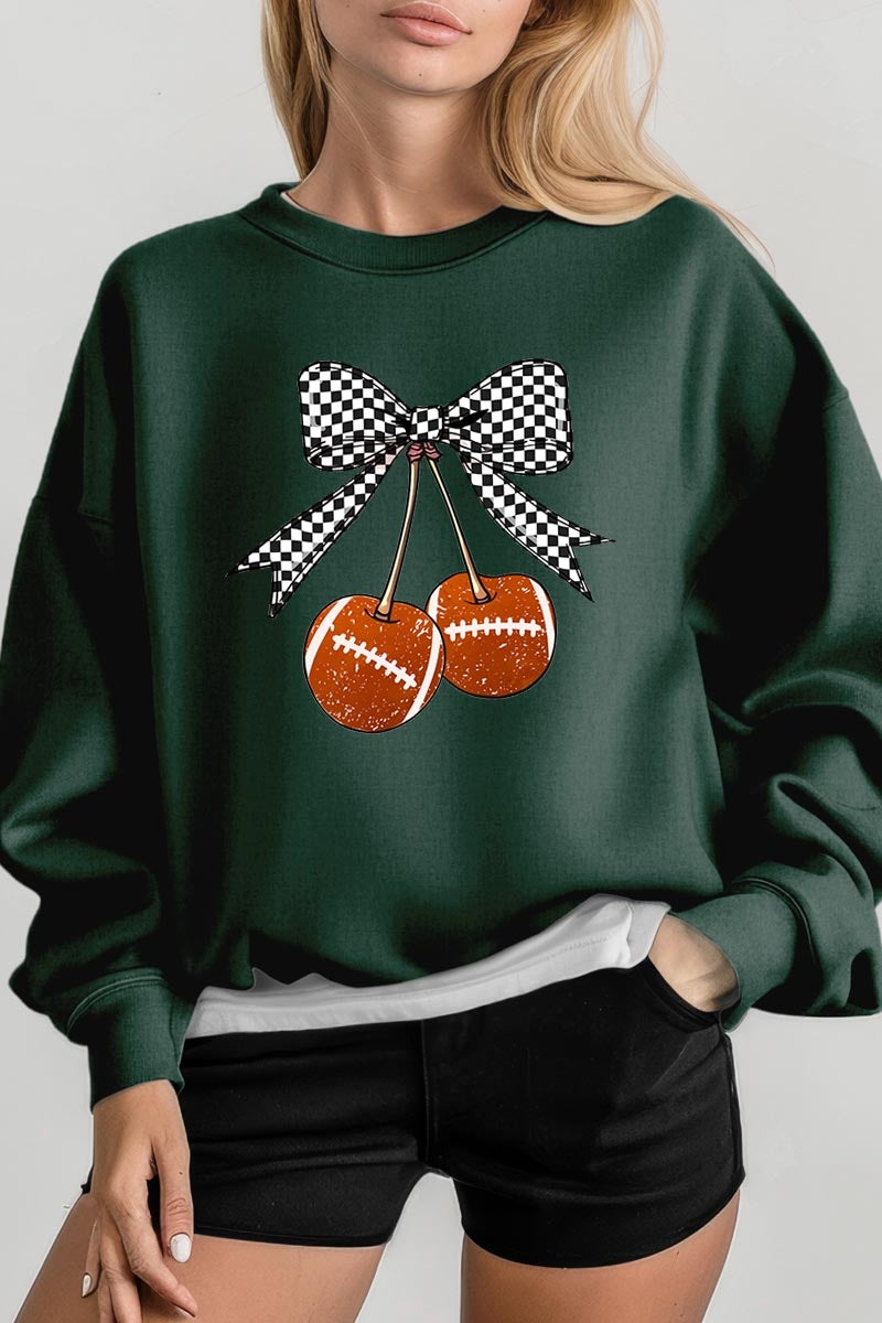 UL180P-E3055 Football Cherries Graphic Plus Sweatshirt $25