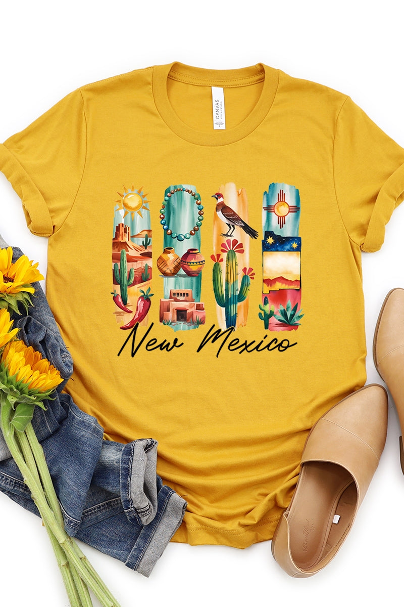 US3001P-E3061NM New Mexico State Brushstroke Graphic Plus Tee $16