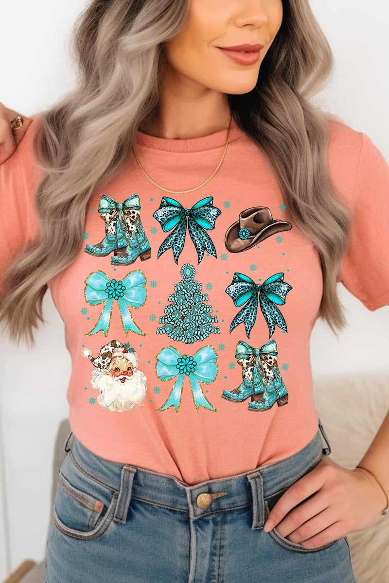 US3001-E3180 Western Christmas Graphic Tee $12.5